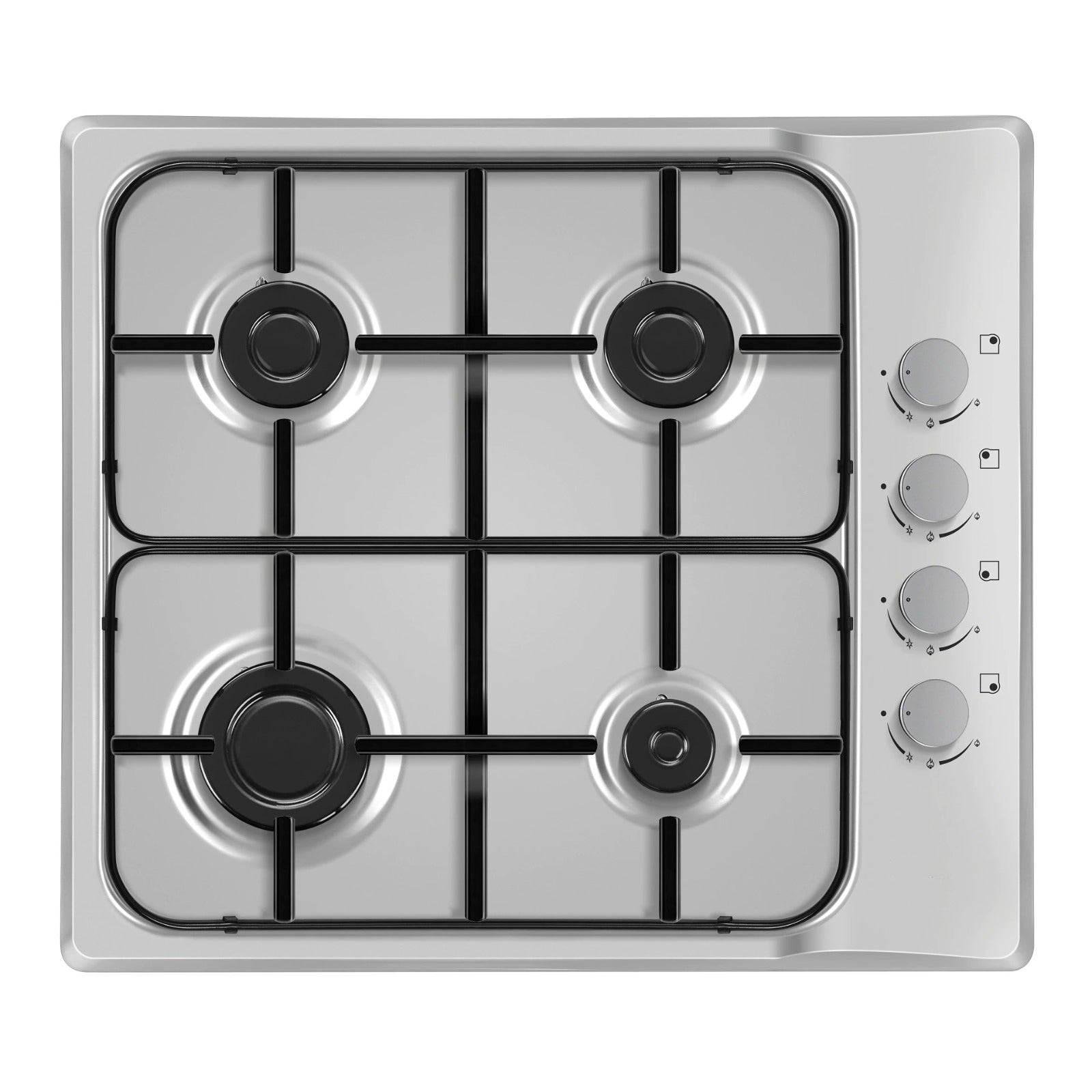 Plita incorporabila inox, Gaz gpl sau natural, aprindere electrica, 4 arzatoare, 60x50 cm