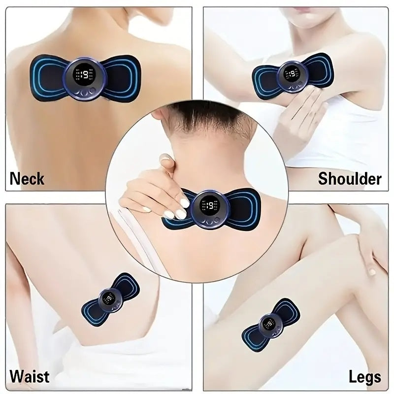 Mini aparat de masaj EMS cu electrostimulare portabil, pentru ameliorarea durerilor, 8 programe, acumulator incorporat