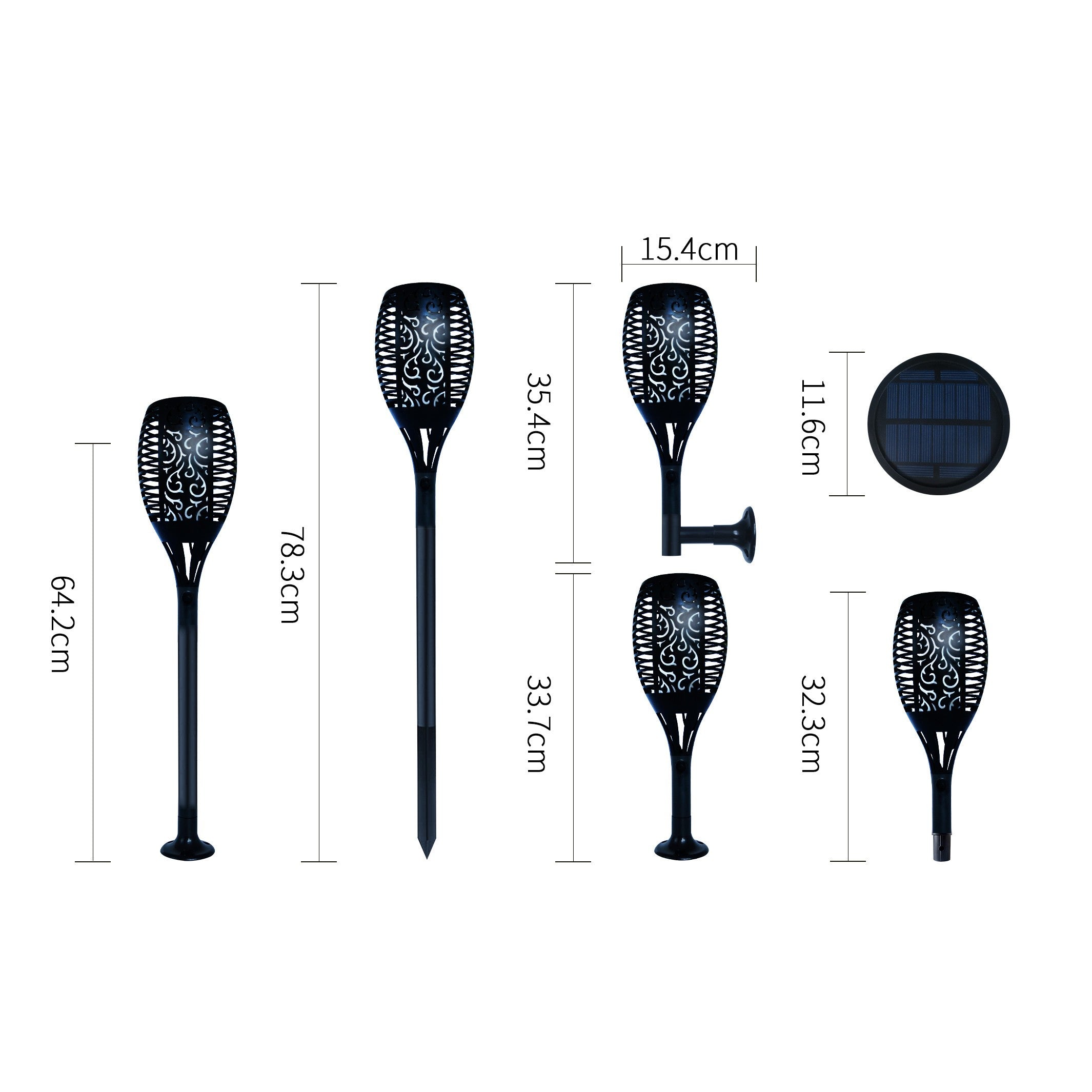 Lampa solara cu efect de flacara pentru gradina sau casa, 78 cm.