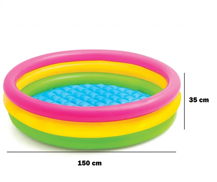 Piscină Gonflabilă pentru Copii 150x35 cm cu Podea Moale Gonflabilă, Model Curcubeu
