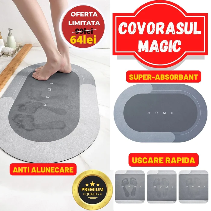 Covoras super absorbant pentru baie cu uscare rapida SUPER-ABSORBANT