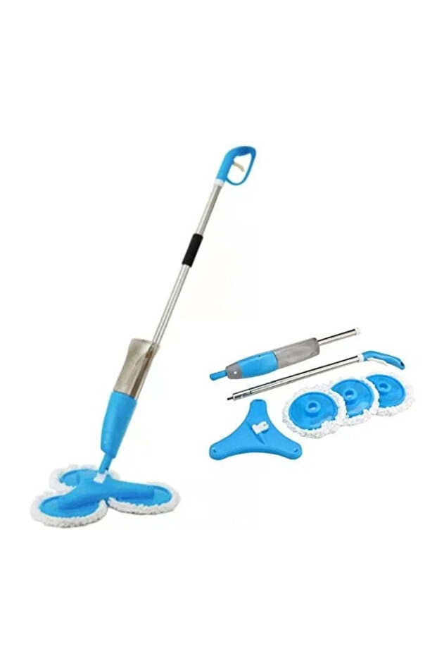 Mop cu Pulverizator și Mâner Telescopic, Cap Rotund și Laveta de Schimb