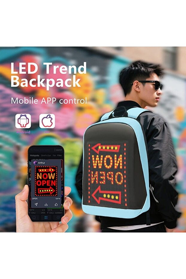 Rucsac Smart cu Afișaj LED Personalizabil, Wireless, Impermeabil, Unisex