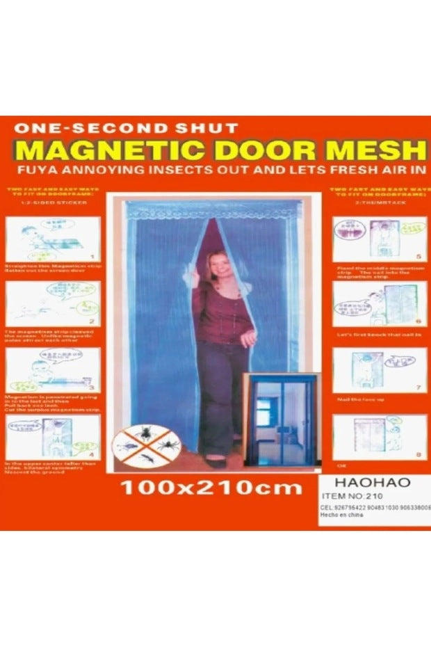 Plasă Magnetică Anti-Insecte pentru Ușă, 100 x 210 cm, cu Închidere Automată