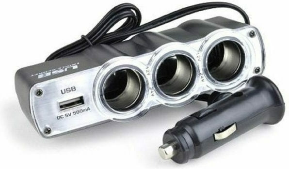 Incarcator auto 60 W cu 3 porturi pentru bricheta
