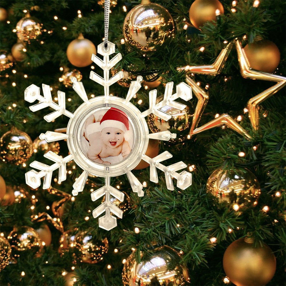 Set 2 decoratiuni fulg de nea, personalizabile cu poze