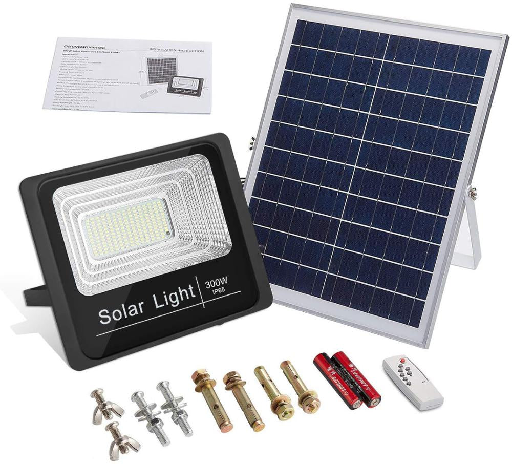 Proiector LED cu panou fotovoltaic, incarcare solara si telecomanda,100/200/300/400W