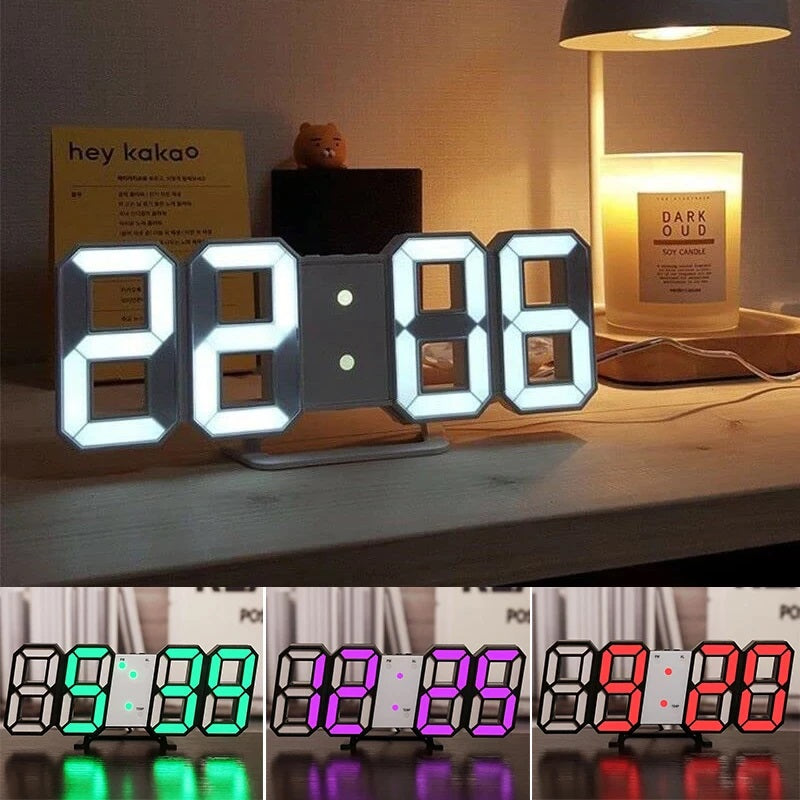 Ceas digital, Iluminat Verde, Efect 3D, Senzor de temperatura, Functie Alarma