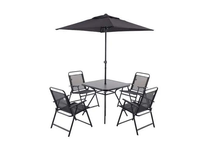 Set mobilier gradina sau terasa: Masa, 4 scaune si umbrela - Lichidare stoc