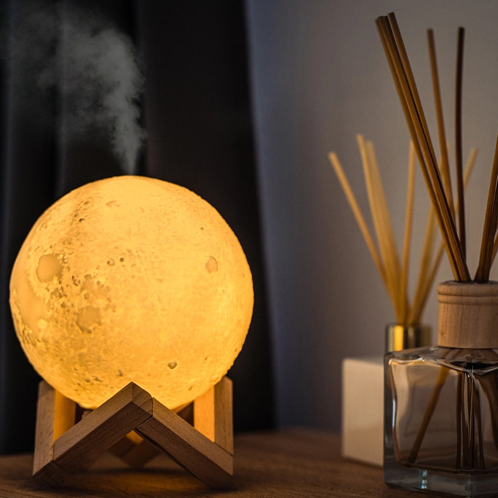 Lampa de veghe cu umidificator si aromaterapie, cadou ulei esential