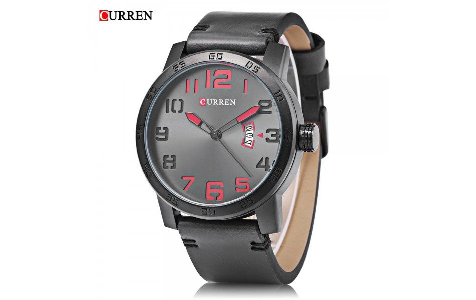 Ceas barbatesc Digits curea piele PU afisare data