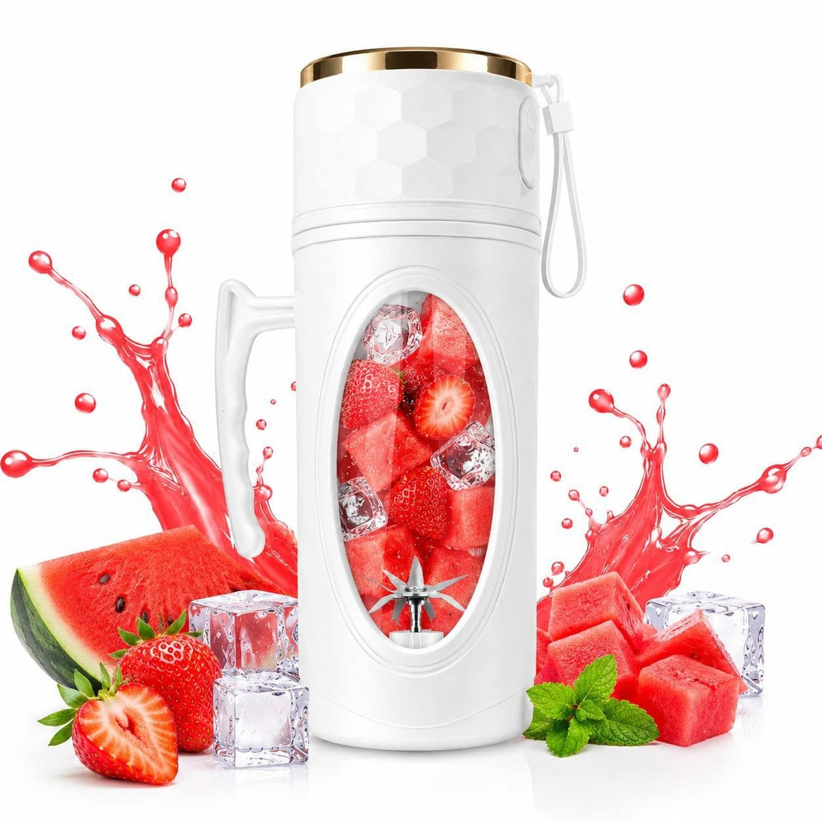 Blender Portabil Reîncărcabil USB cu Display Digital, pentru Smoothie și Shake-uri Proteice