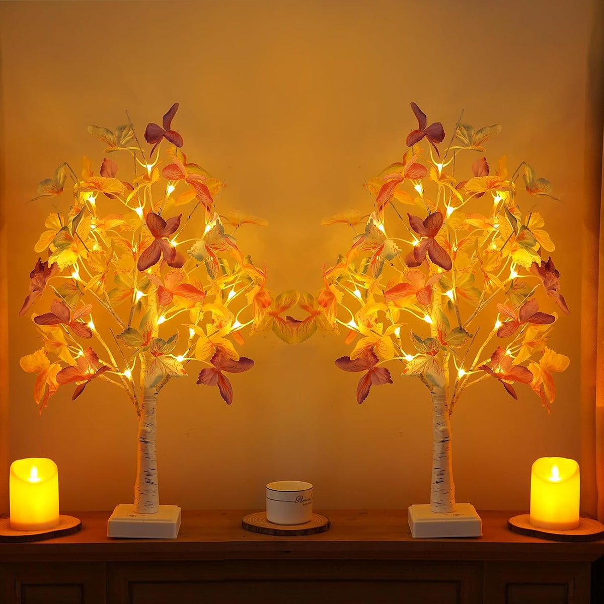 Copac Decorativ LED Mesteacăn 60 cm, Ramuri Flexibile, USB sau Baterii, cu Timer