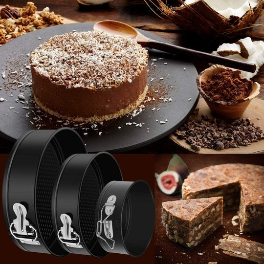 SET 3x Forme rotunde pentru prajituri, Metalice, Culoare negru