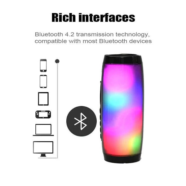 Boxa stereo Bluetooth, portabila, lumina ambientala multicolora