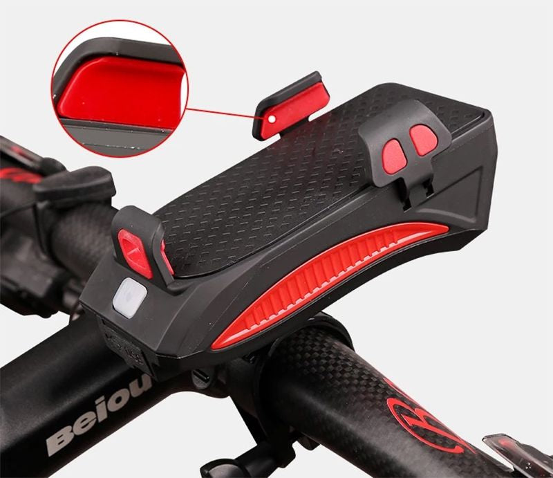 Far bicicleta, cu lanterna, alarma, suport telefon si power bank