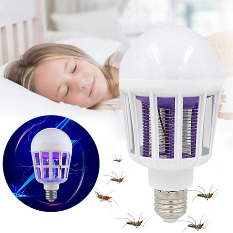 Bec 2 în 1 cu Lampă UV Anti-Insecte – Dulie E27, Lumină Alb Rece, 15W, Alb