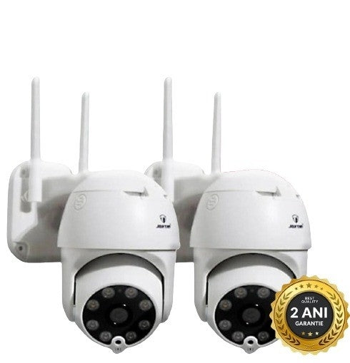 Set X2 Camera supraveghere WIFI, interior / exterior, Rotativa, Cu Detectare Miscare 360