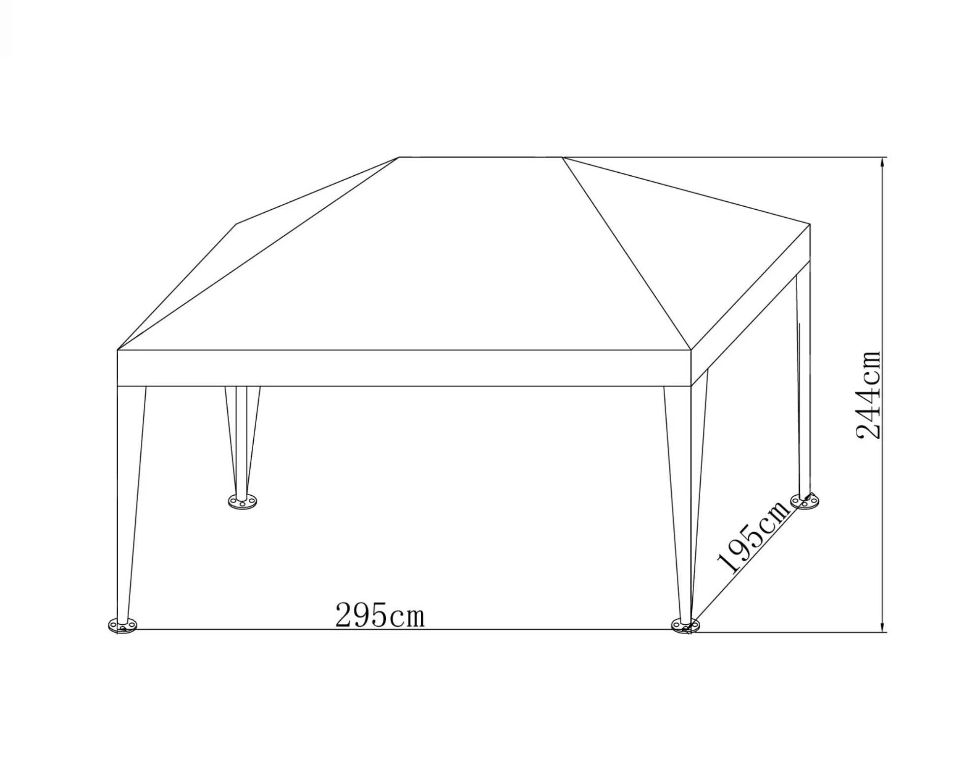 Cort pavilion gradina, expozitii, dreptunghiular, cadru otel, dimensiuni 300x200cm, inaltime 244cm - Lichidare stoc