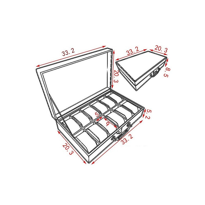 Cutie organizator depozitare 12 ceasuri piele PU