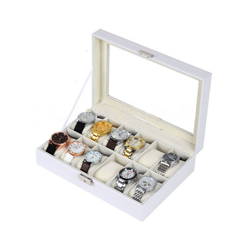 Cutie organizator depozitare 12 ceasuri piele PU