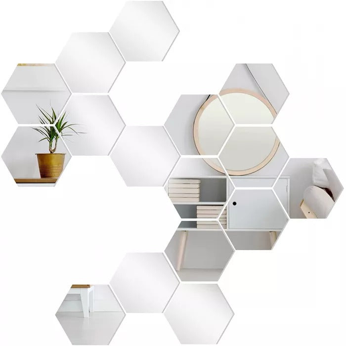 Set de 12 oglinzi acrilice, hexagonale decorative