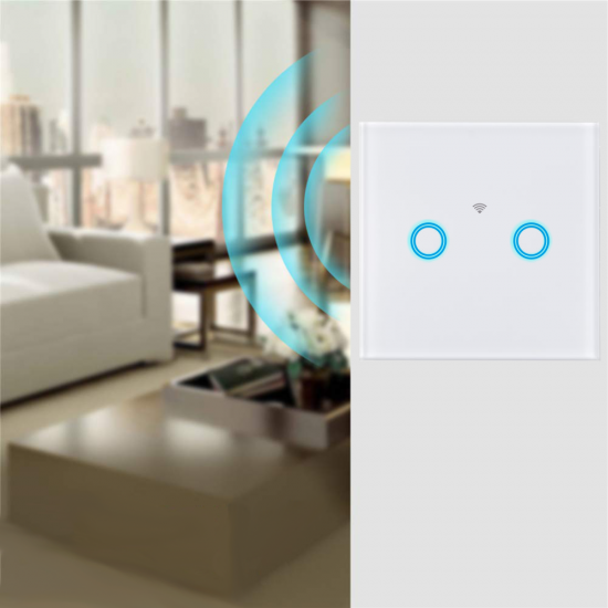Intrerupator dublu, sticla, functie touch, programabil prin WIFI