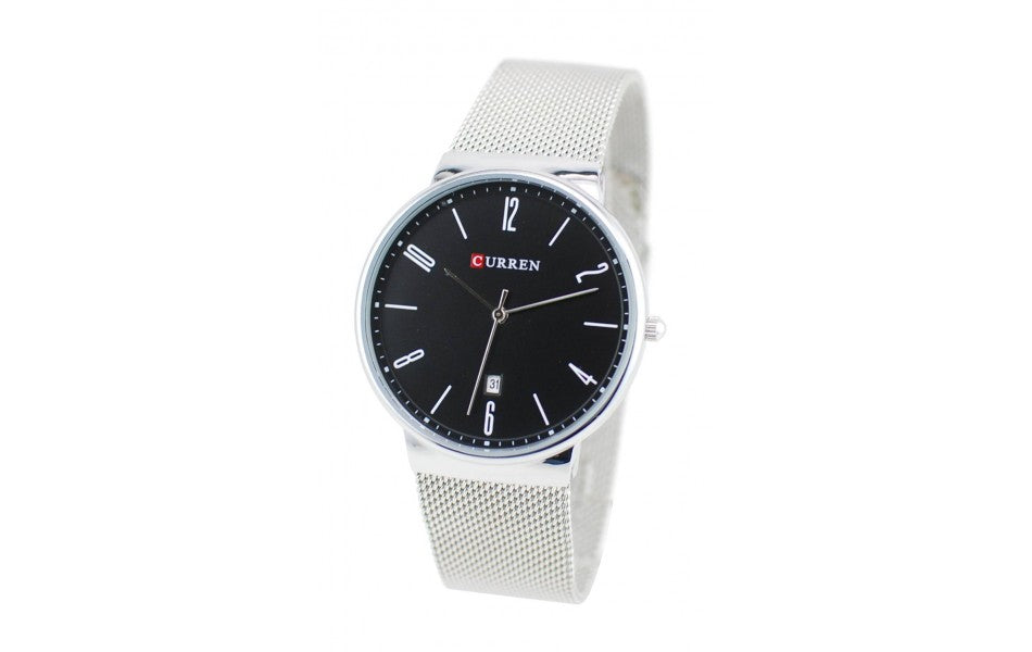 Ceas barbatesc Elegant Slim curea metalica afisare data