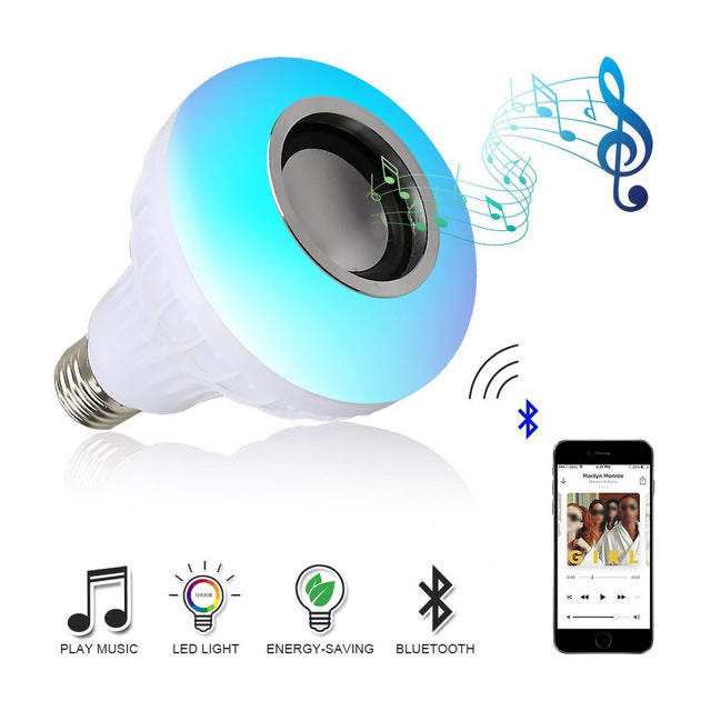 Bec led 2in1 cu Boxa bluetooth si telecomanda