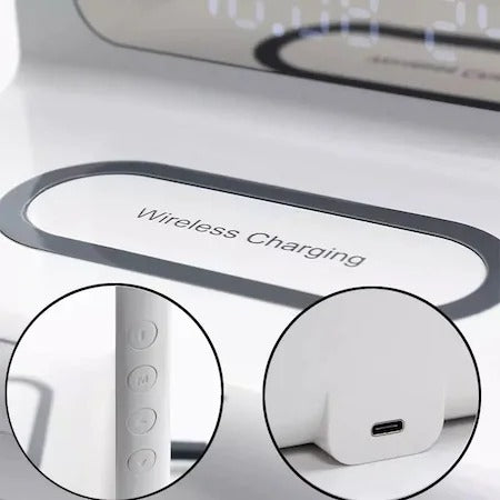 Ceas digital cu statie de incarcare wireless, termometru