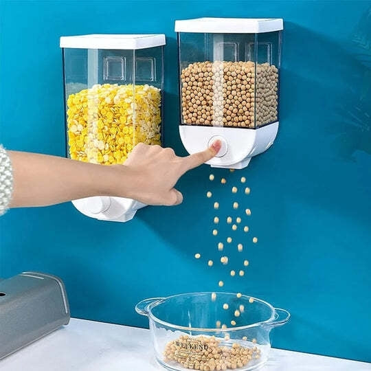 Dispenser/Dozator de cereale pentru bucatarie, cu buton dozaj, capacitate 1.5 Kg