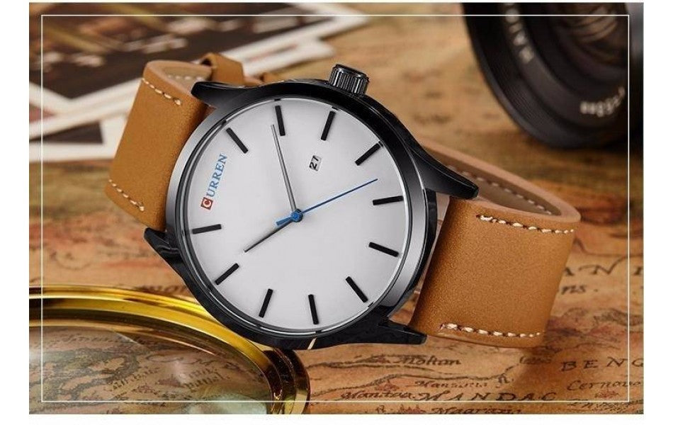 Ceas barbatesc Elegant curea piele PU afisare data