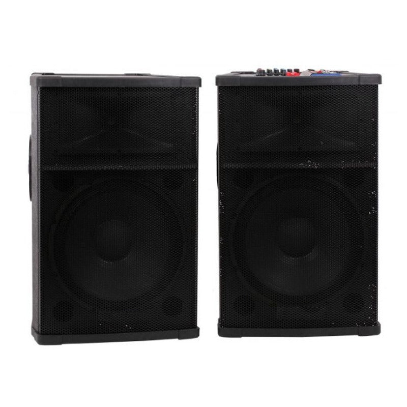 Set Boxe Active Profesionale cu Equalizer Graphic 5 benzi, Mixer incorporat, Microfoane Wireless și Conectivitate Bluetooth