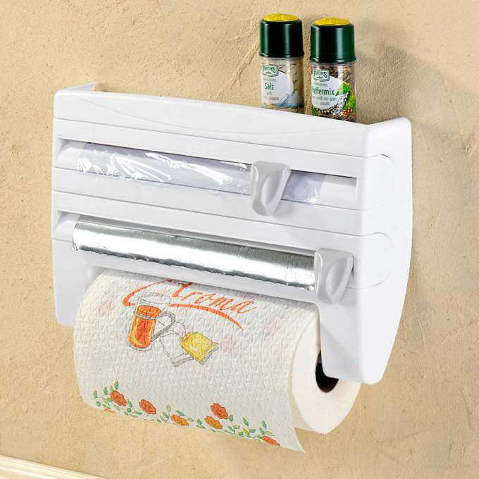 Dispenser triplu folie aluminiu,folie strech si rola servetele.