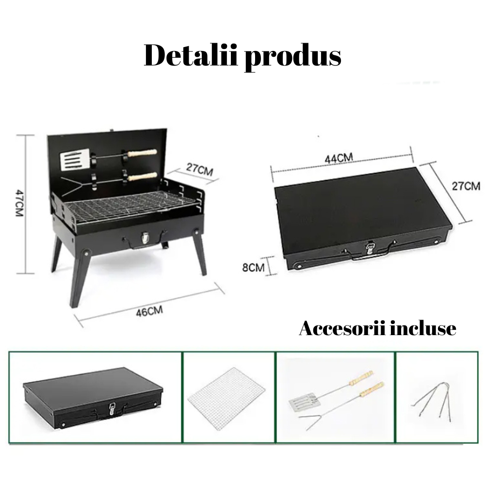 Gratar portabil, pliabil cu accesorii incluse