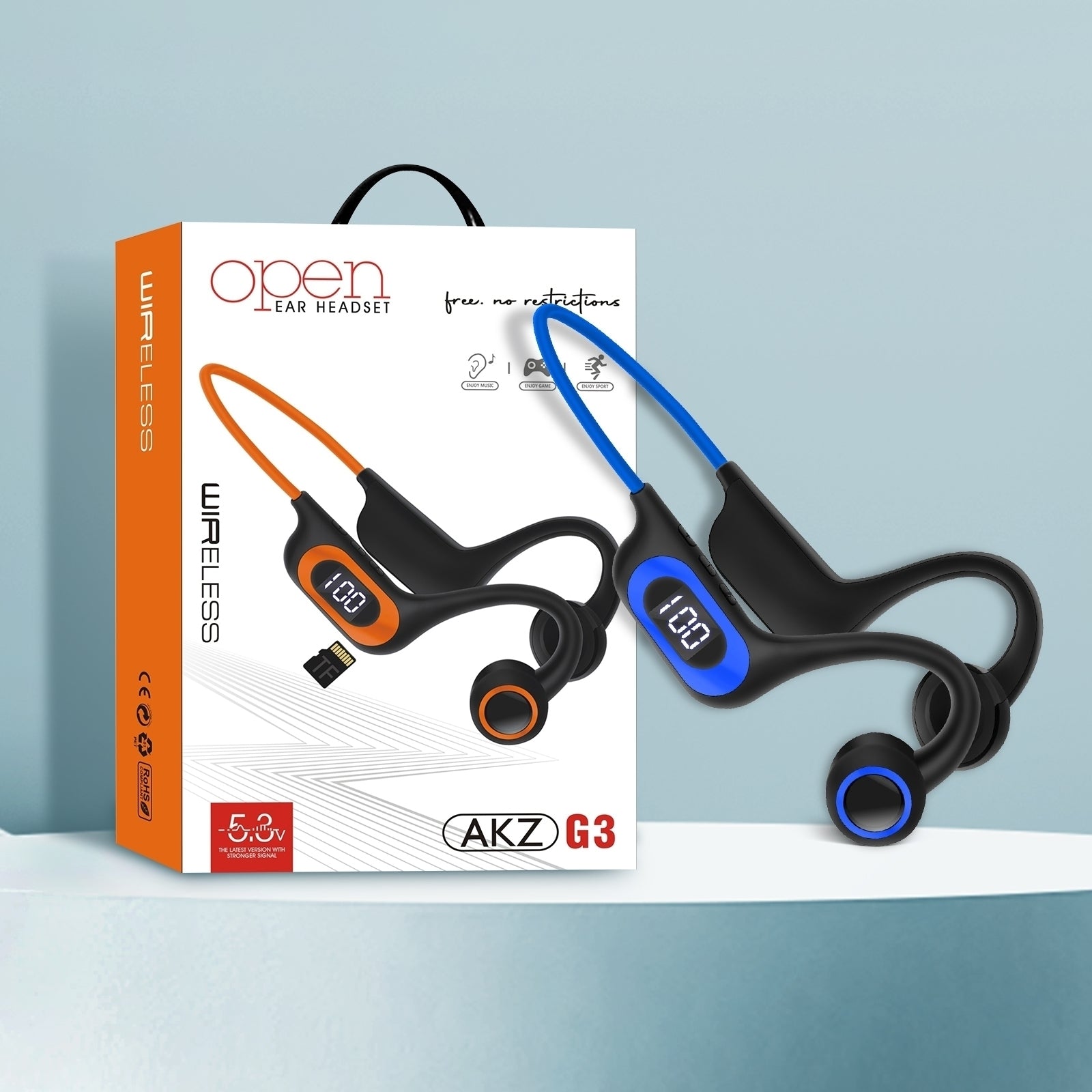 Căști wireless AKZ G3 – Open Ear, sunet panoramic 360°, pentru sport și alergare