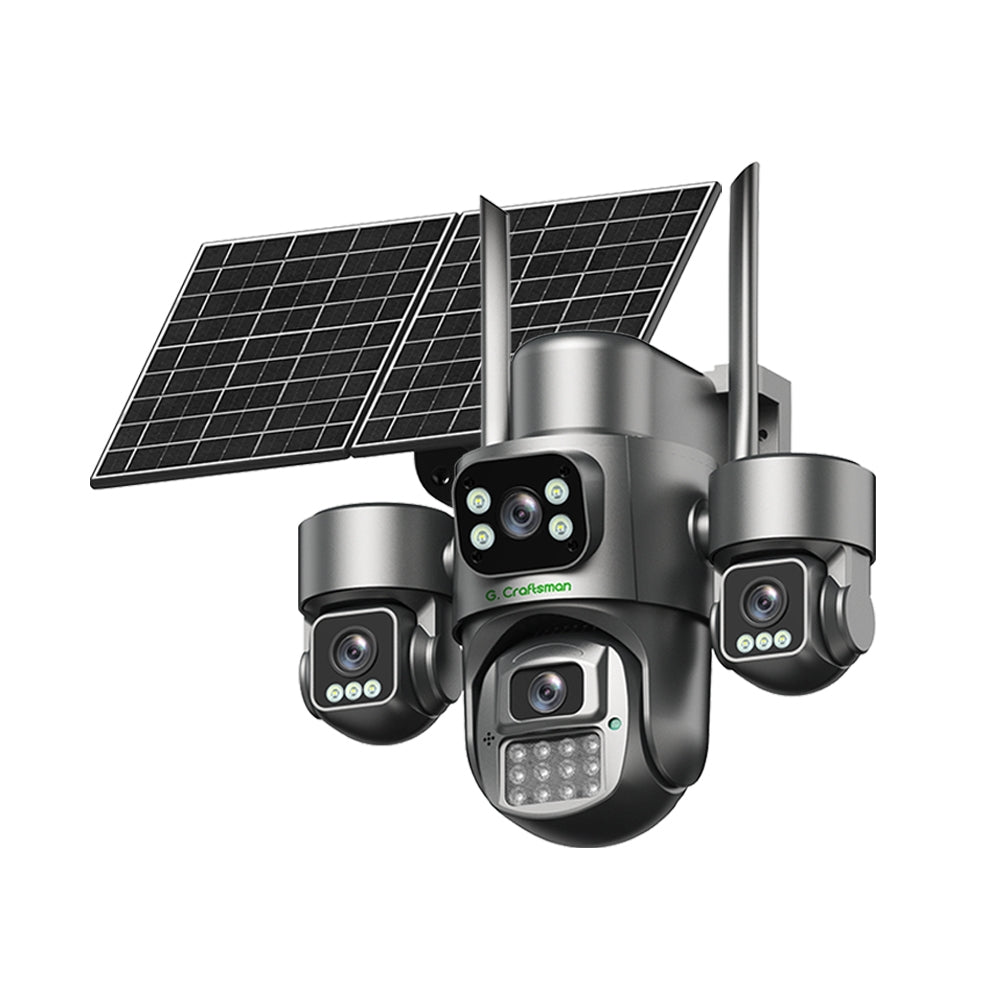 Cameră de Supraveghere Solară 4G HiEasy G4-P13, 8MP, 3 Lentile, PTZ 360°, cu Slot SIM