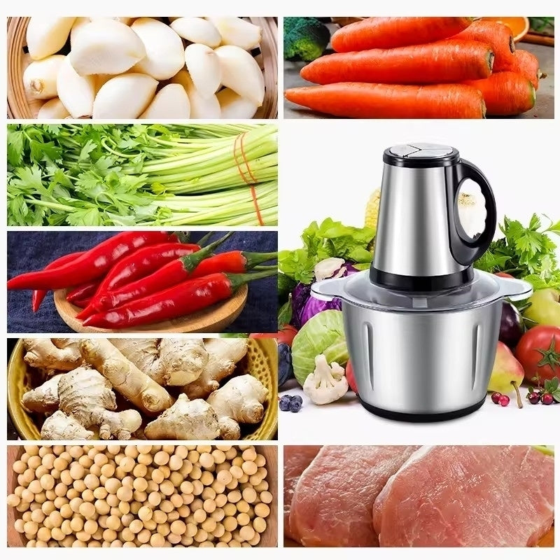 Tocător electric din inox pentru carne și legume, 2L