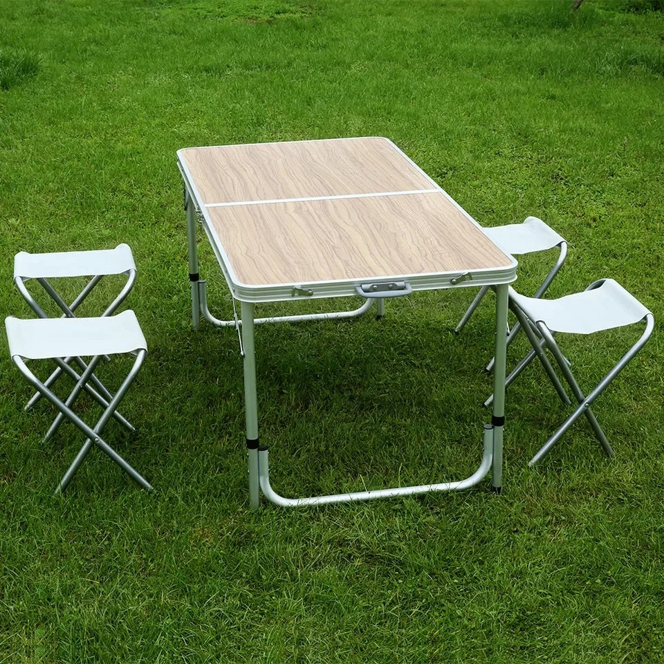 Set pentru camping, masa pliabila cu 4 scaune