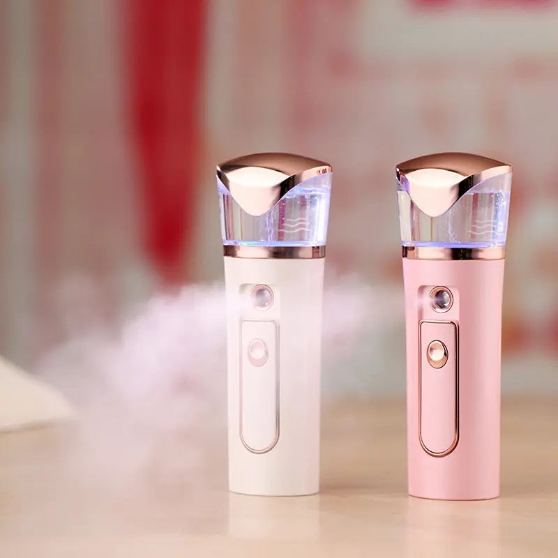 Sauna faciala Nano mist spray, pulverizator de vapori racoritori pentru hidratare piele, functie de power bank