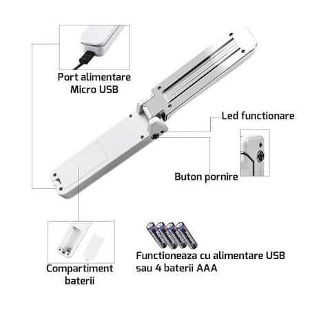 Lampa portabila bactericida UV-C, pliabila