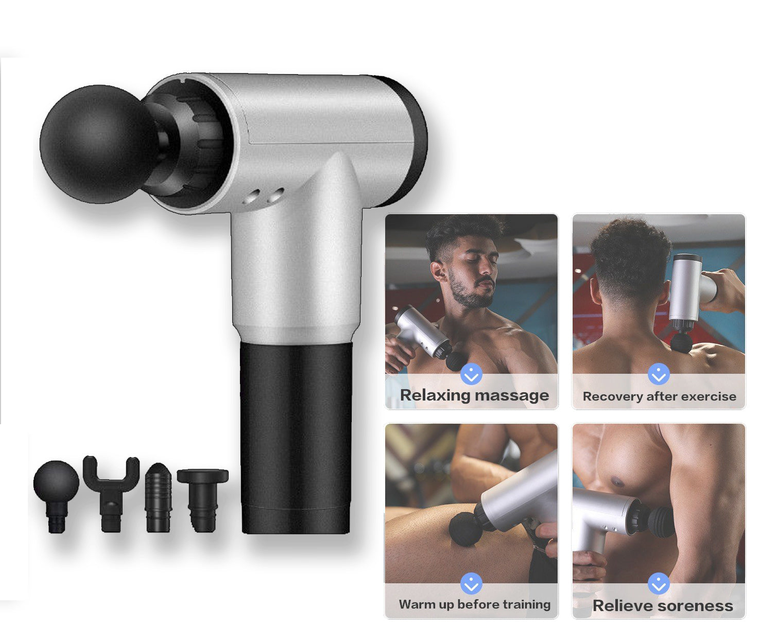 Aparat masaj Intens profesional tip pistol, anticelulita, tonifiere, relaxare, 6 trepte de viteza