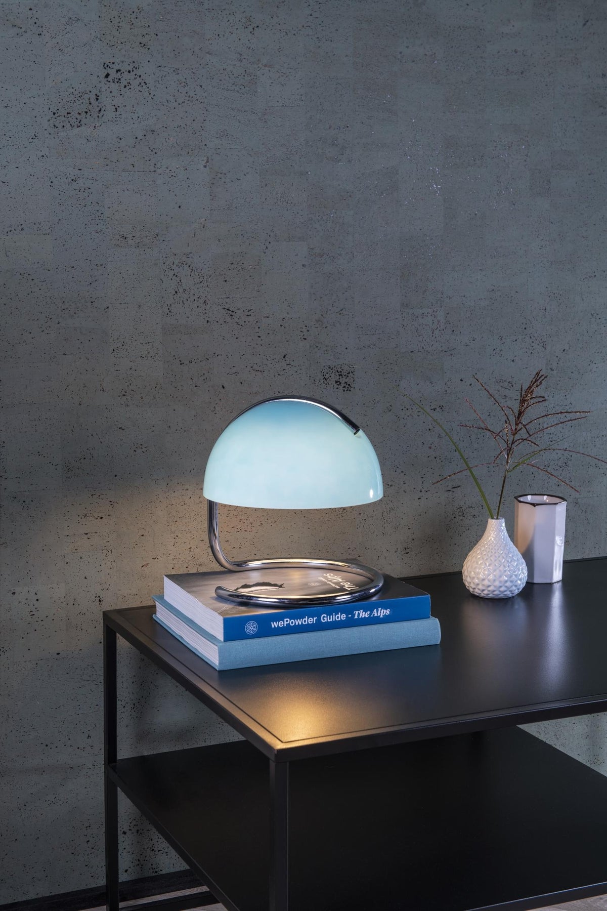 Lampă de Masă CATO din Sticlă Albastră, Ø23,5 cm, 1 x E27