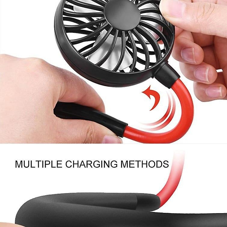 Mini ventilator portabil dublu pentru gât, cu acumulator și 3 trepte de viteză: Răcorire personală la îndemână