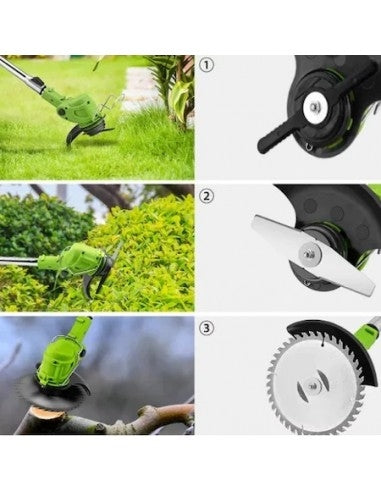 Motocoasa Electrica, Trimmer portabil fara fir cu 3 moduri de taiere pentru iarba/gazon, gard viu, 21 V, fara acumulator