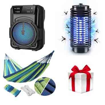 Oferta Promo - Boxa Portabila Bluetooth Radio si Mp3 - Hamac Columbian multicolor cu husa - Dispozitiv UV antitantari sau insecte + Cadou