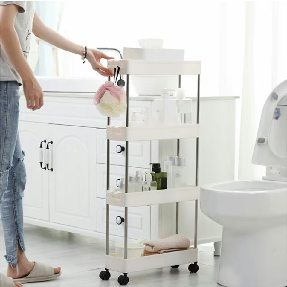 Căruț de depozitare Living and Home, 4 niveluri, plastic – Alb