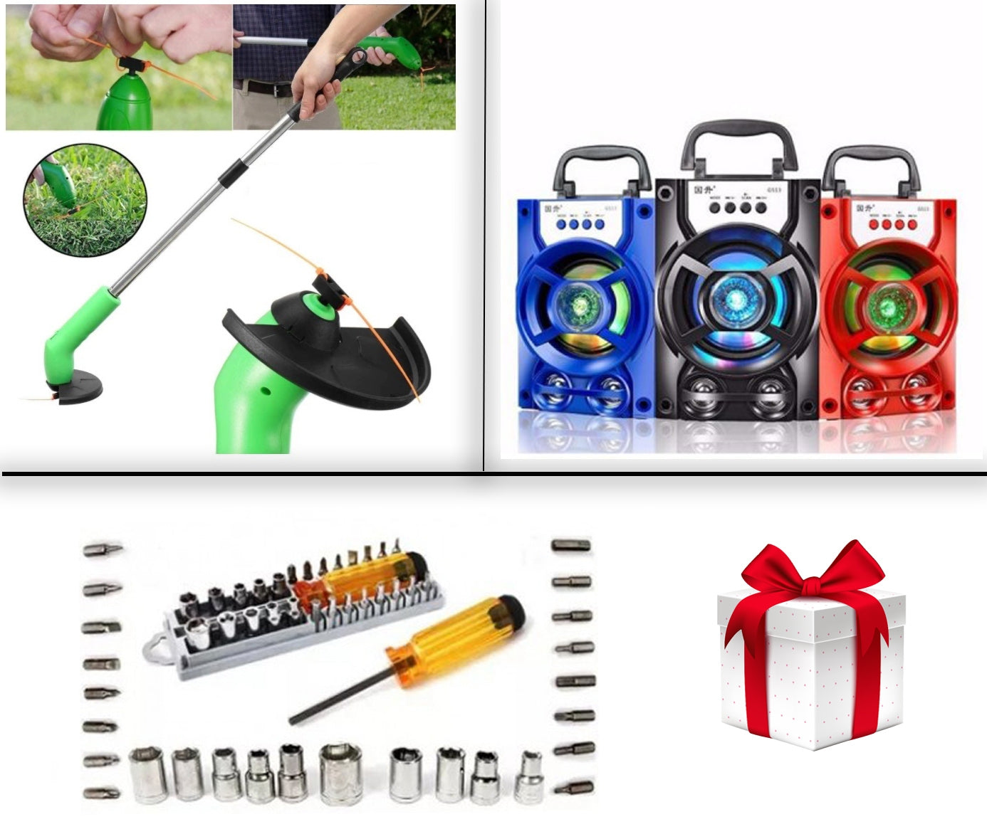 Oferta Promo - Boxa Portabila Bluetooth Radio si Mp3 - Trusa tubulare si biti cu surubelnita - Trimmer electric portabil pentru gradina - Cadou