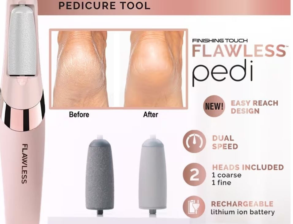 Pilă Electrică Profesională pentru Călcâie și Tălpi FLAWLESS PEDI – Reîncărcabilă, 2 Viteze