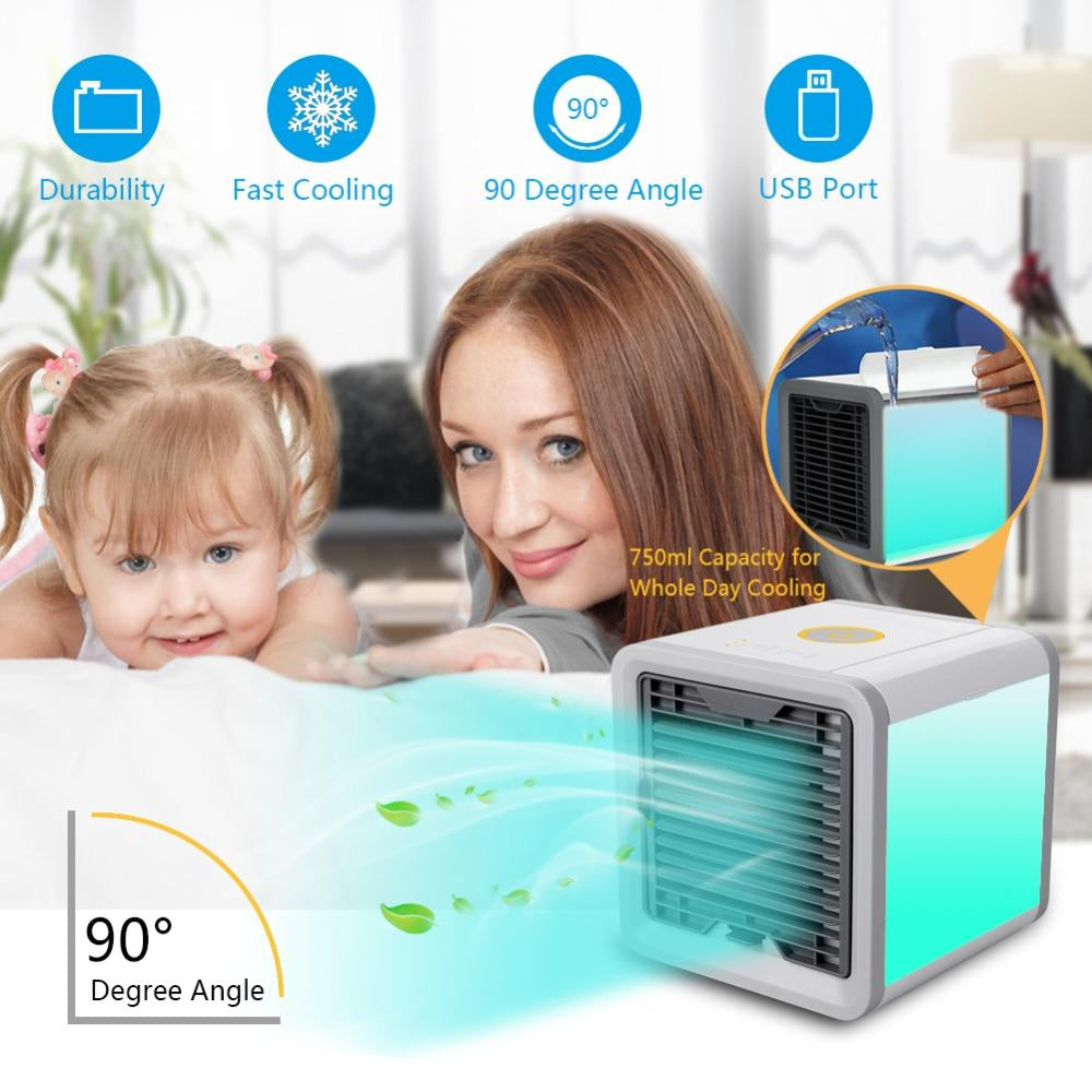 Racitor de aer portabil 4in1 Cooler cu umidificare si lumina ambientala